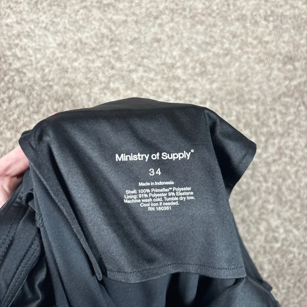 Ministry of Supply Kinetic Joggers Mens 34 Black Primeflex Stretch Pants B038